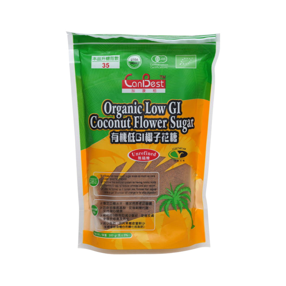 coconut palm sugar 中文 CanBest Organic Low GI Coconut Flower Sugar (300G)
