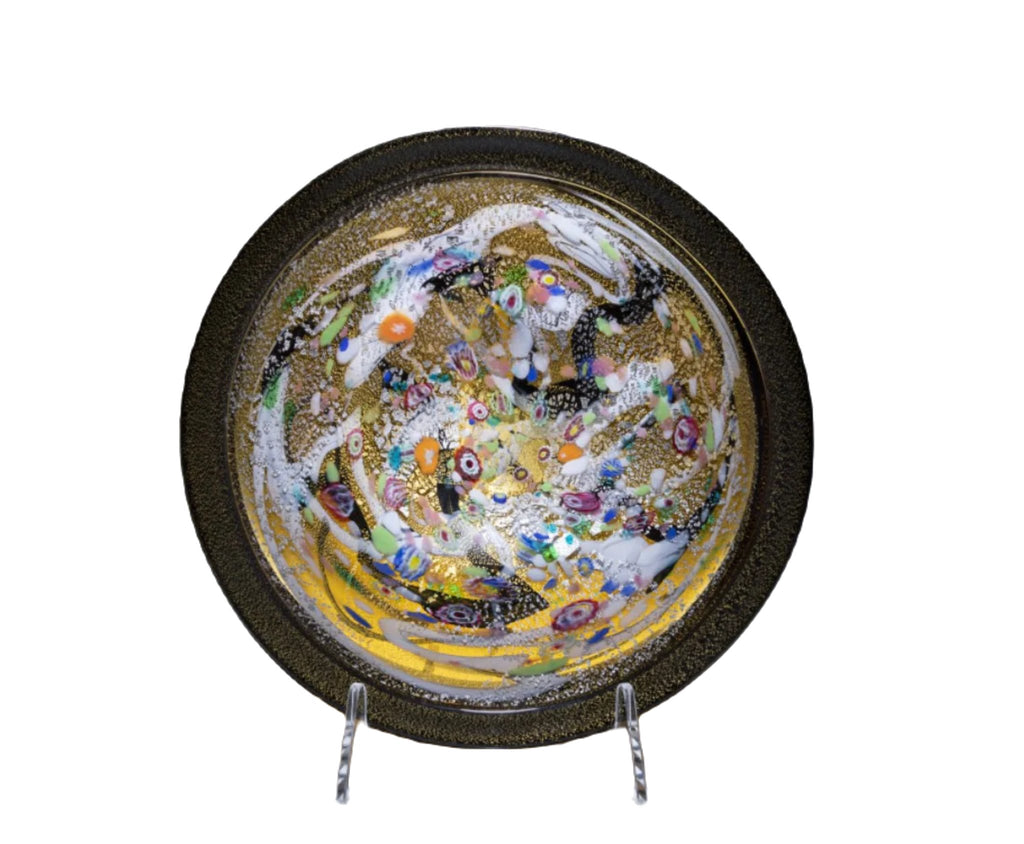 『光琳』 黃白金鑲嵌 飾盤「KORIN」Decorative Glass Plate with Gold and Platinum Leaf