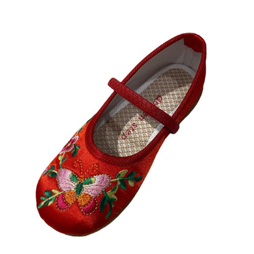 Golden Step Girl's Embroidered Shoes (Red)