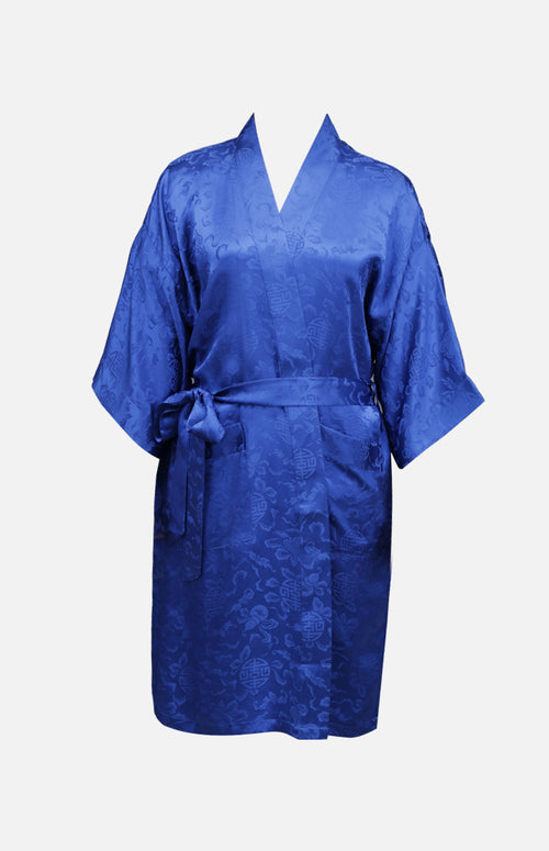 Silk Short Robe with Chinese Auspicious Pattern