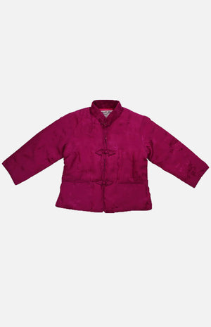 Double Horse Girl's Silk Wadded Jacket(Rose Size 12)