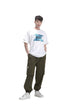 White T shirt with blue print