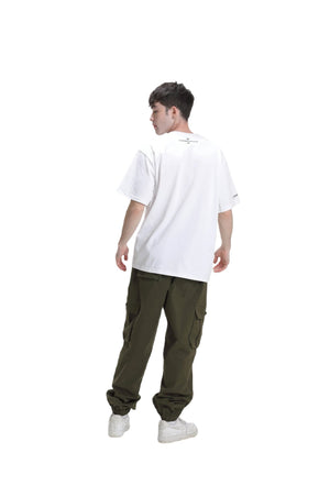 White T shirt with blue print