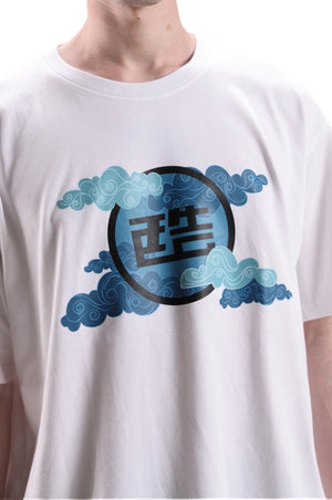 White T shirt with blue print