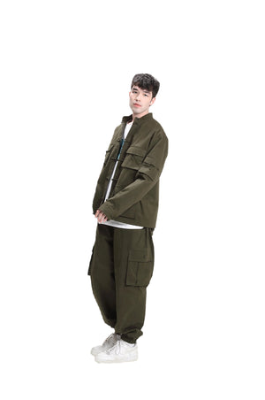 Military green Canvas Windbreaker