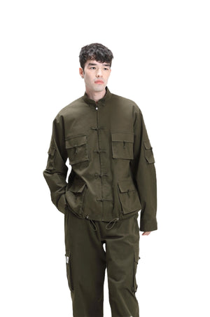 Military green Canvas Windbreaker
