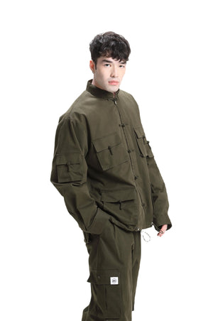 Military green Canvas Windbreaker