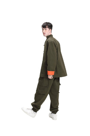 Military green Unisex Kungfu Jacket