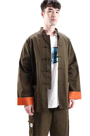 Military green Unisex Kungfu Jacket