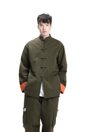 Military green Unisex Kungfu Jacket