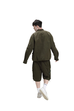 Military green Canvas Shorts