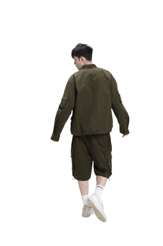 Military green Canvas Shorts