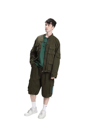 Military green Canvas Shorts