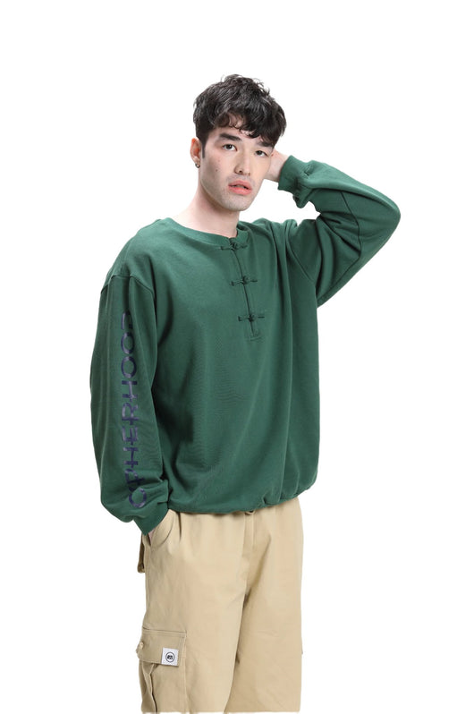Military green round-neck Pullover