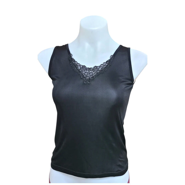 WILLY Ladies' 100% Silk V Neck Lace Vest