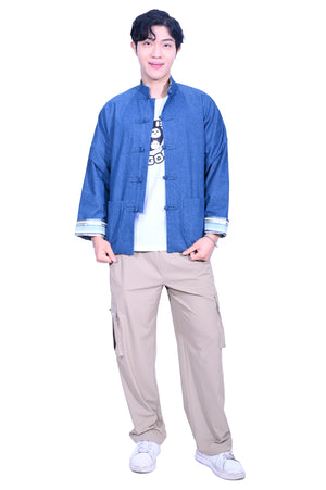 Line & Curve Men's Cotton Jersey Tang Jacket Mid Blue 2