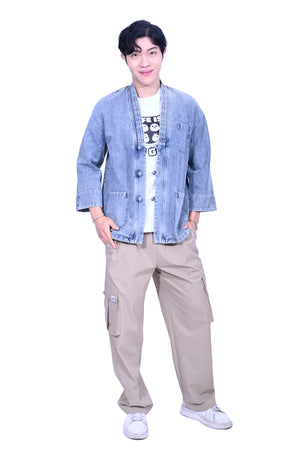 Line & Curve Unisex Denim Tang Jacket Grey