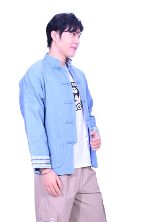 Line & Curve Men's Cotton Jersey Tang Jacket Light Blue