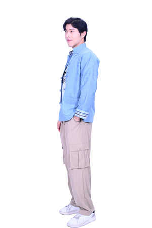 Line & Curve Men's Cotton Jersey Tang Jacket Light Blue