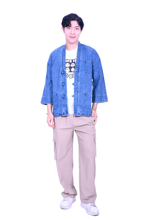 Line & Curve Unisex Denim Tang Jacket Blue