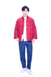 Mandarin Square Men's Silk Padded Jacket Burgundy