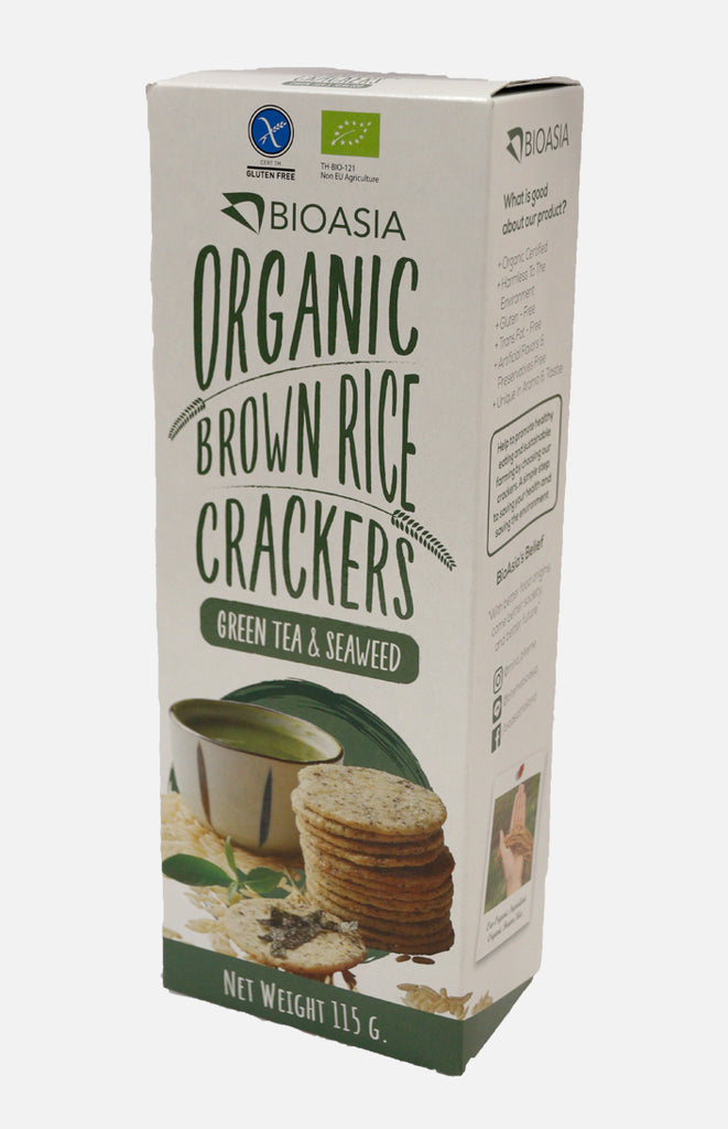 Organic Brown Rice Crackers (Green Tea & Seweed) | Yue Hwa Online Shop