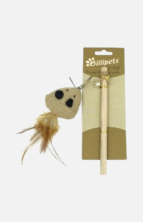 Natural Cat Dangler Mouse with Feather 40cm