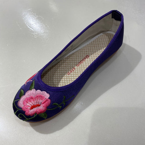 Golden Step Ladies Embroidered Shoes (Purple)