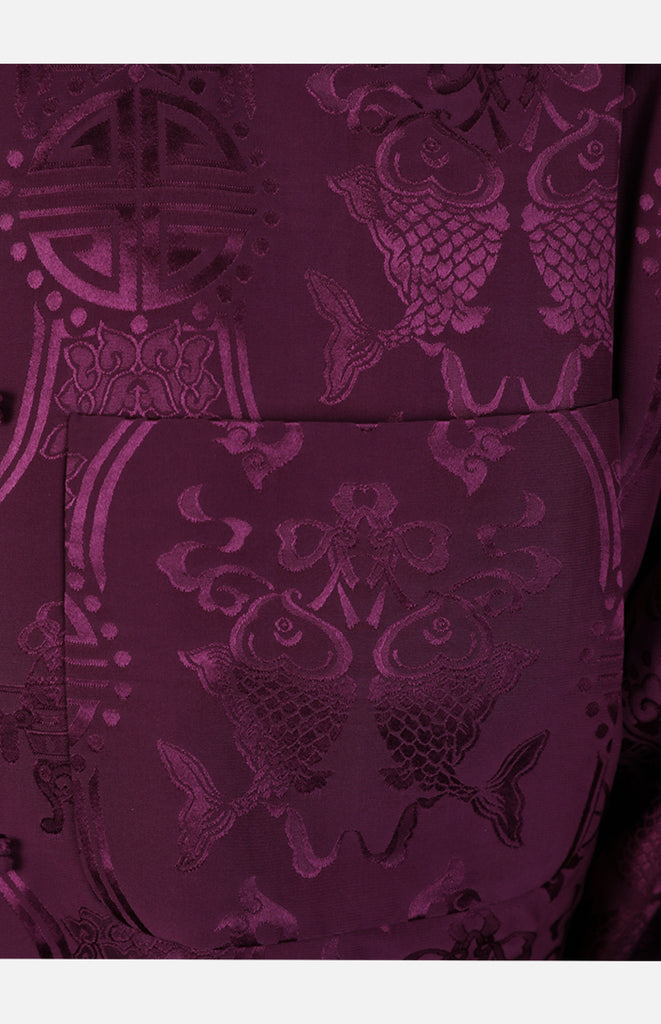 Silk Padded Jacket (Fishes Pattern)-Purple | Yue Hwa Online Shop