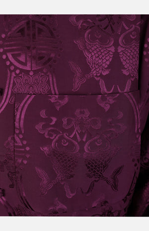 Silk Padded Jacket (Fishes Pattern)-Purple