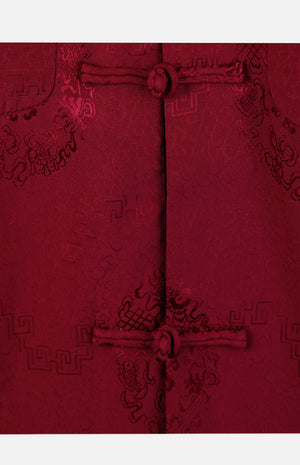 Silk Padded Jacket (Eight Treasures Pattern)-Burgundy