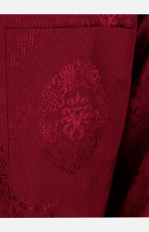 Silk Padded Jacket (Eight Treasures Pattern)-Burgundy