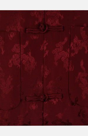 Silk Padded Jacket (Dragon Pattern)-Burgundy