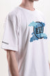 White T shirt with blue print