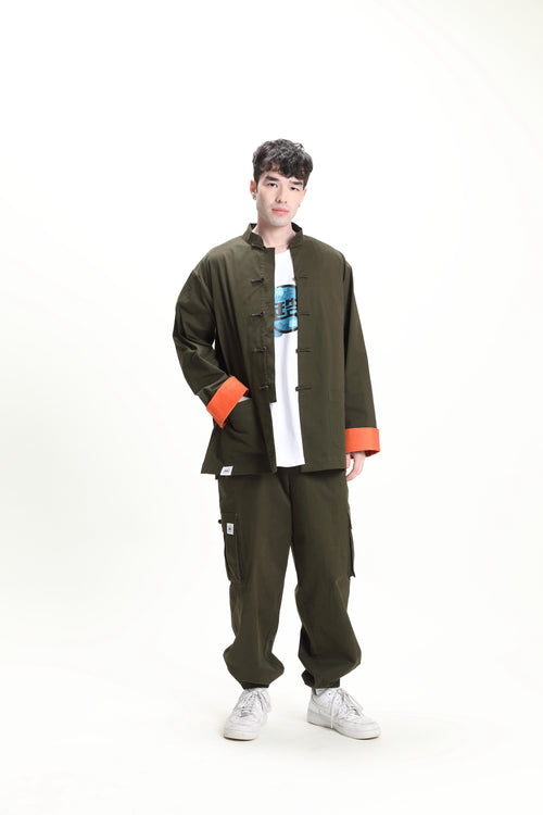 Military green Unisex Kungfu Jacket