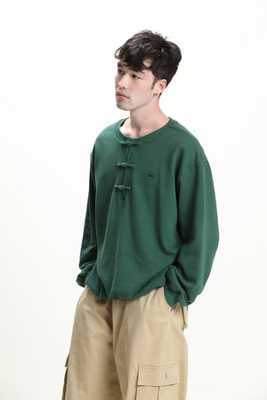 Military green round-neck Pullover
